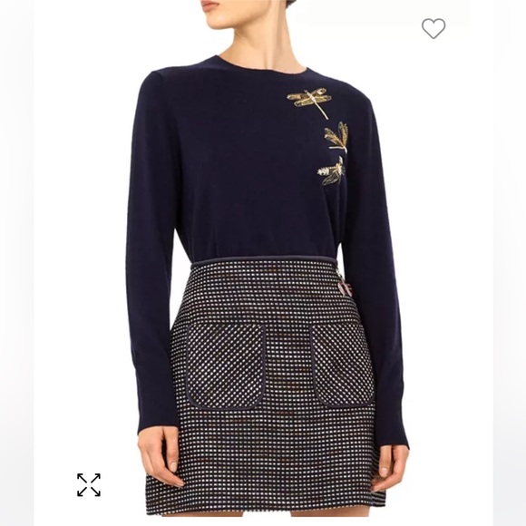 Ted Baker Nelina Sugarplum Embroidered Dragonfly Sweater Navy - Picture 8 of 16